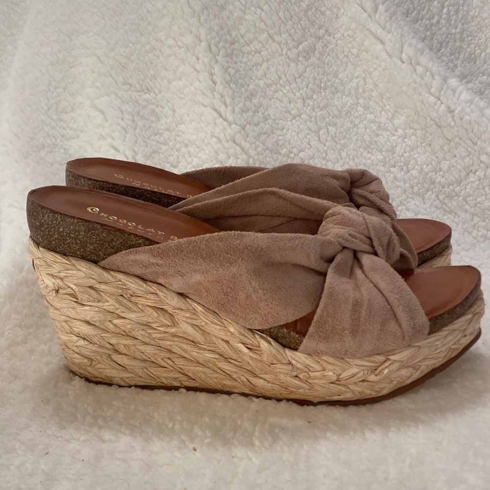 Chocolat Blu Tan Wedge Sandals